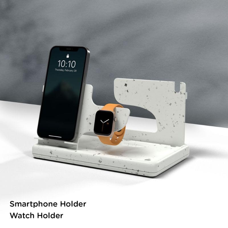 EO منظم مكتب قابل للطي – حامل أقلام، حامل رصاص، حامل هاتف، حامل محفظة وساعة، منظم متعدد الوظائف مدمج للدراسة، المكتب، وطاولة السرير، هدايا سانتا السرية (أبيض فلابي) - Image 2