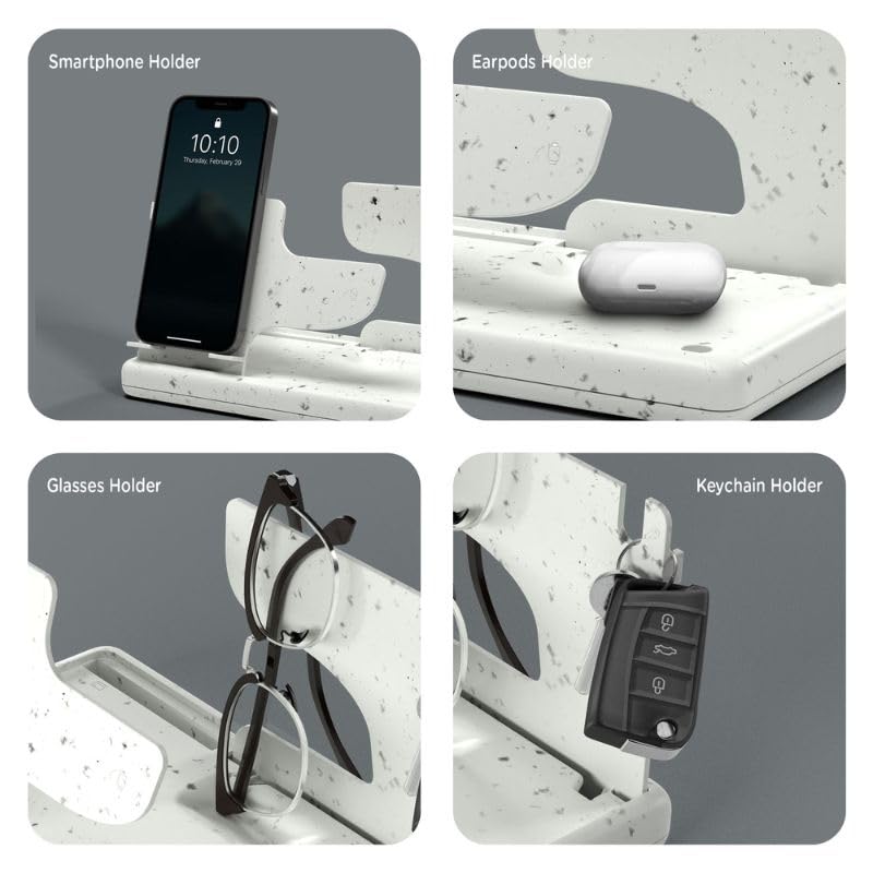 EO منظم مكتب قابل للطي – حامل أقلام، حامل رصاص، حامل هاتف، حامل محفظة وساعة، منظم متعدد الوظائف مدمج للدراسة، المكتب، وطاولة السرير، هدايا سانتا السرية (أبيض فلابي) - Image 3