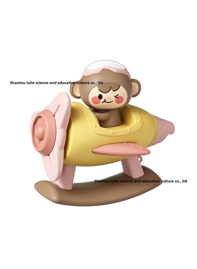 Generic Infants Coax Baby To Turn Happy Busy Board Hand Catch Ball Early Education Whistle Stack High Tambourine Rattle Baby Toy-Color:Whistle Monkey-pink Box  - Image 1