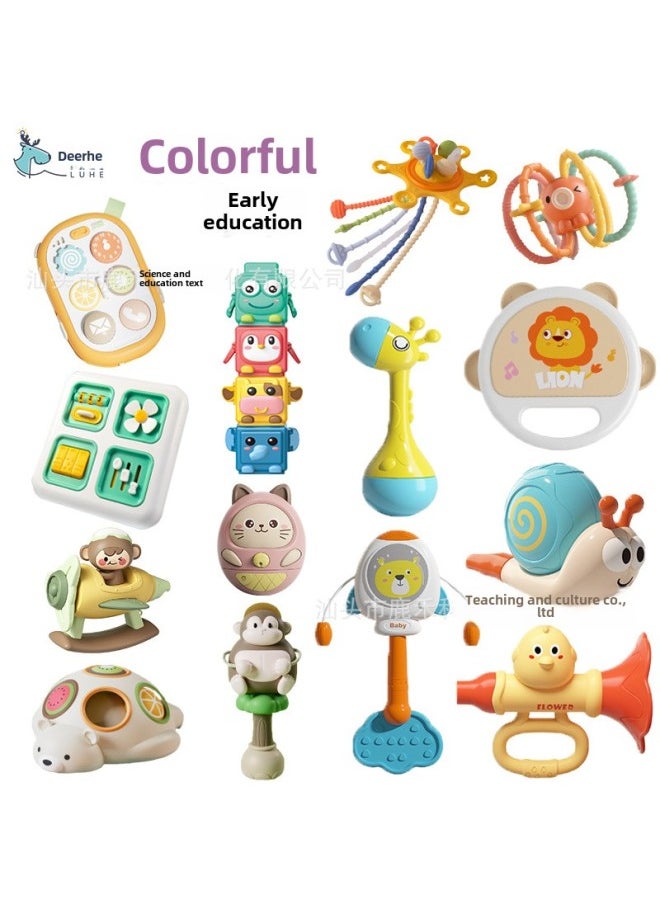 Generic Infants Coax Baby To Turn Happy Busy Board Hand Catch Ball Early Education Whistle Stack High Tambourine Rattle Baby Toy-Color:Whistle Monkey-pink Box  - Image 2