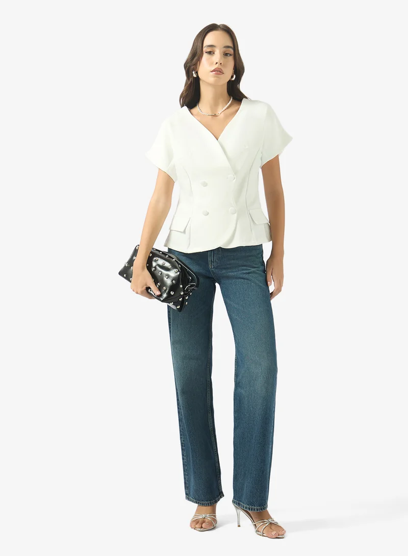 Ginger Structured Wrap Around Blouse