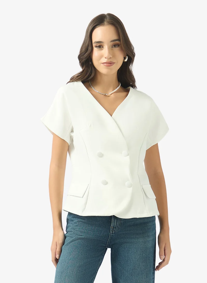 Ginger Structured Wrap Around Blouse