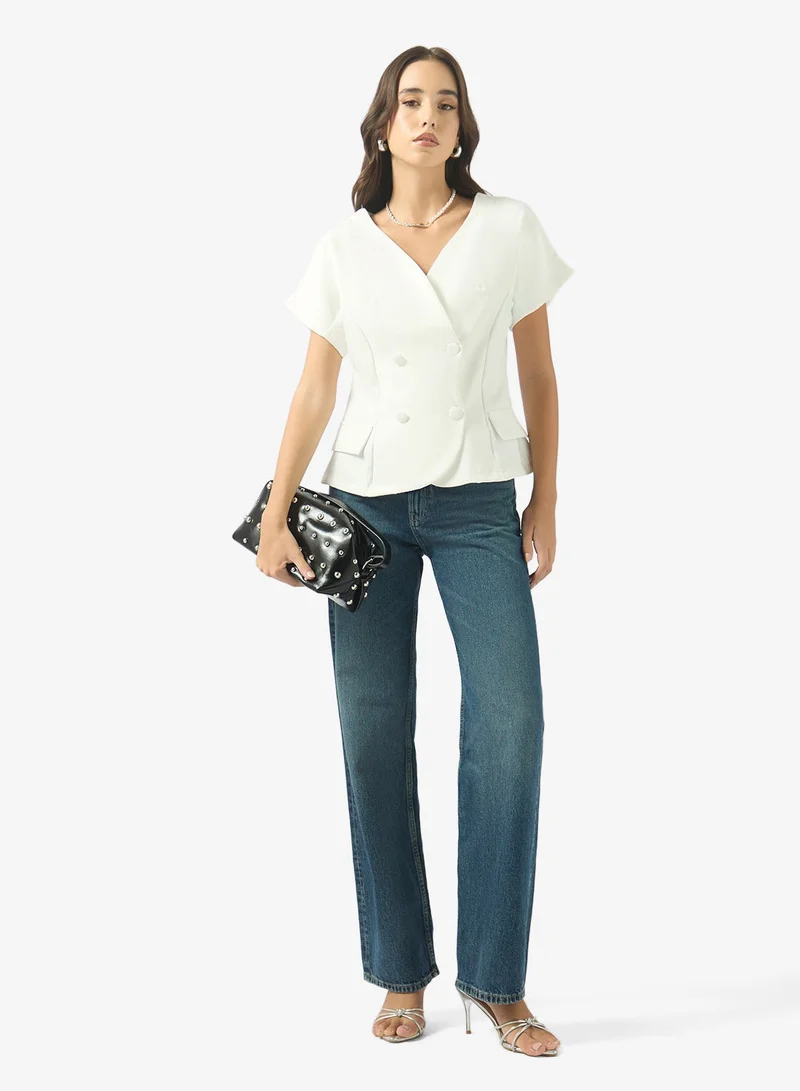 Ginger  Structured Wrap Around Blouse for Women | Best Price UAE