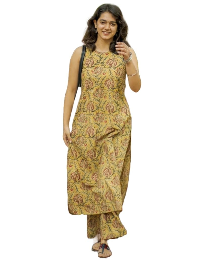 ANNI Designer Women's Rayon Blend Straight Printed Kurta with Palazzo (CUBU Yellow_4XL_Yellow_XXXX-Large) - Image 1