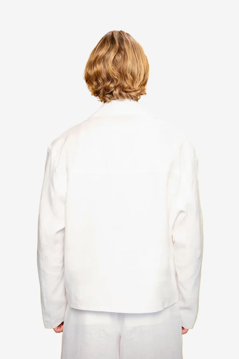 Giesto White GIESTO Shawl Collar Buttoned Linen Vest for Men | Best Price UAE