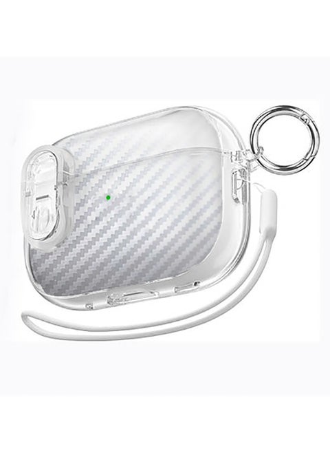 Transparent soft TPU Carbon fiber pattern Applicable  For  Airpods pro 2 shell  with safety lock Case Cover.