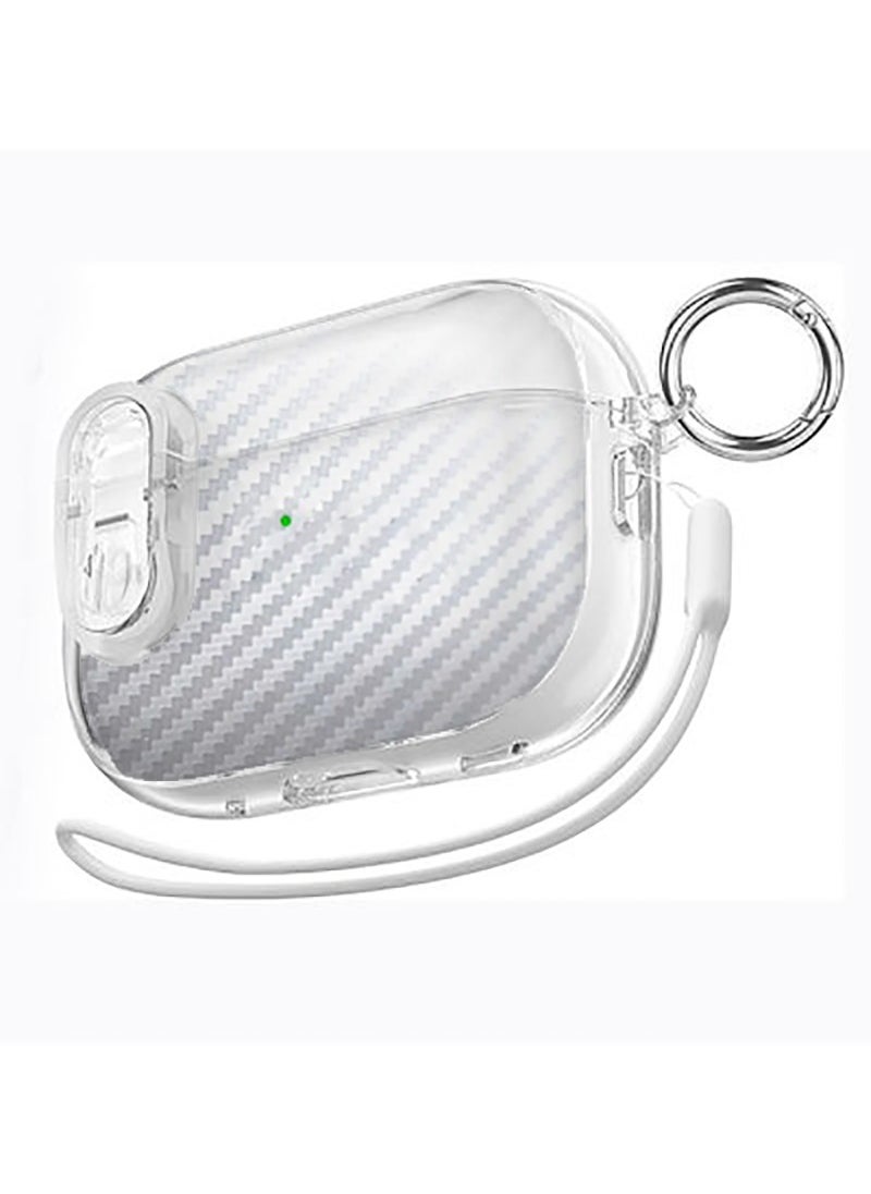Generic - Transparent soft TPU Carbon fiber pattern Applicable  For  Airpods pro 2 shell  with safety lock Case Cover. - Image 1