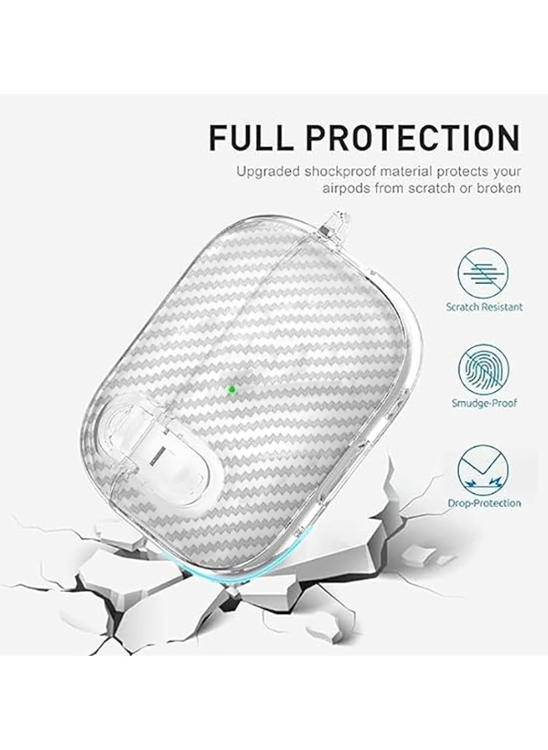 Generic - Transparent soft TPU Carbon fiber pattern Applicable  For  Airpods pro 2 shell  with safety lock Case Cover. - Image 1