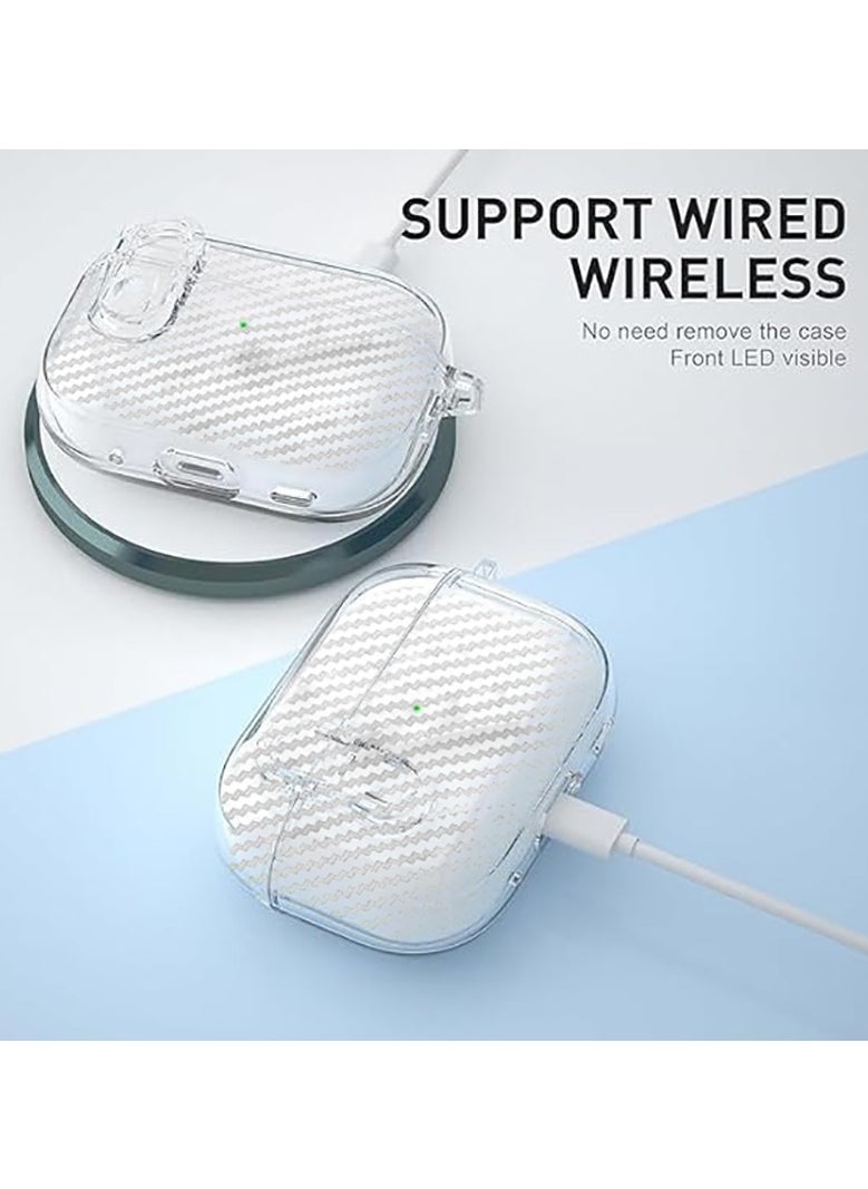 Generic - Transparent soft TPU Carbon fiber pattern Applicable  For  Airpods pro 2 shell  with safety lock Case Cover. - Image 1