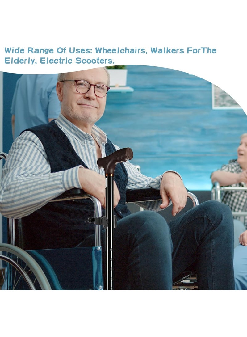 4 قطع حامل عصا أسود للمشاية، حامل عصا عالمي للعكازات، ملحقات كراسي متحركة، مناسب لمشاية روليتور وكراسي متحركة لكبار السن. - Image 5