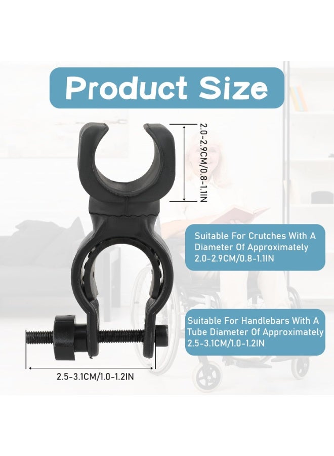 4 قطع حامل عصا أسود للمشاية، حامل عصا عالمي للعكازات، ملحقات كراسي متحركة، مناسب لمشاية روليتور وكراسي متحركة لكبار السن. - Image 2