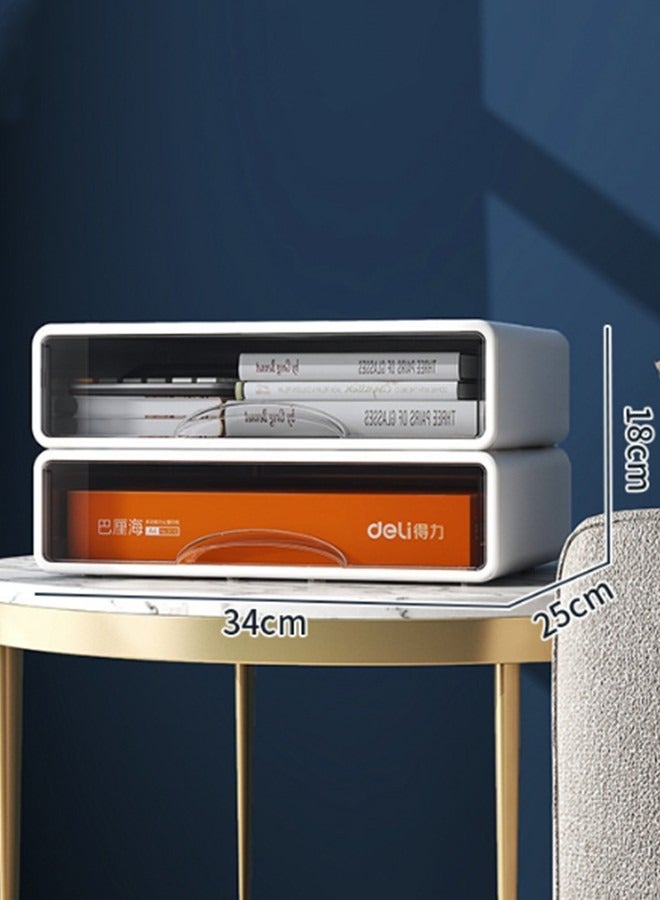 JCB CHIC Stackable Desk Storage Drawers, Desktop Organizer with Drawers, Stackable Storage Box, Plastic Desk Storage Organizer for Home, Office, School, Makeup, Crafts, Bathroom(2 large ) - Image 1