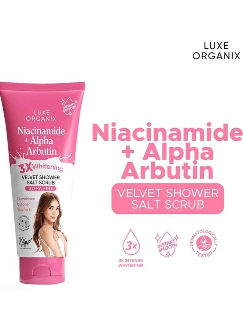 LUXE ORGANIX Luxe Organix Niacinamide + Alpha Arbutin 3x Whitening Velvet Shower Salt Scrub - 320g - Image 2