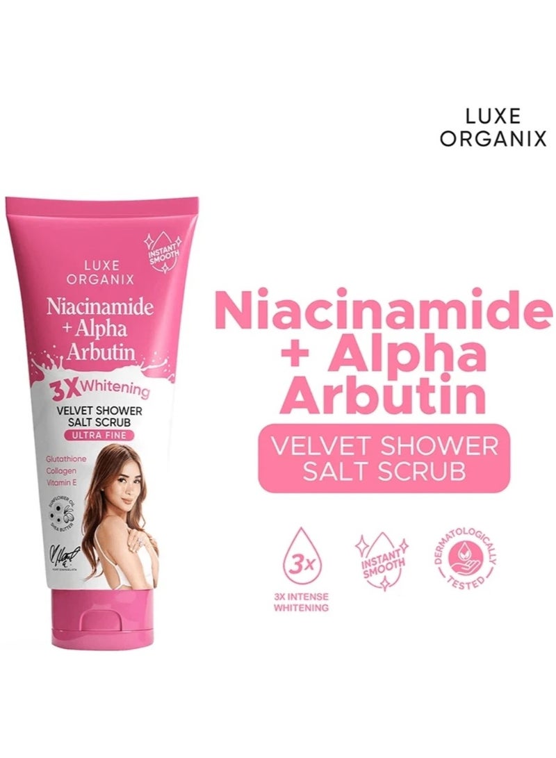 LUXE ORGANIX Luxe Organix Niacinamide + Alpha Arbutin 3x Whitening Velvet Shower Salt Scrub - 320g - Image 3
