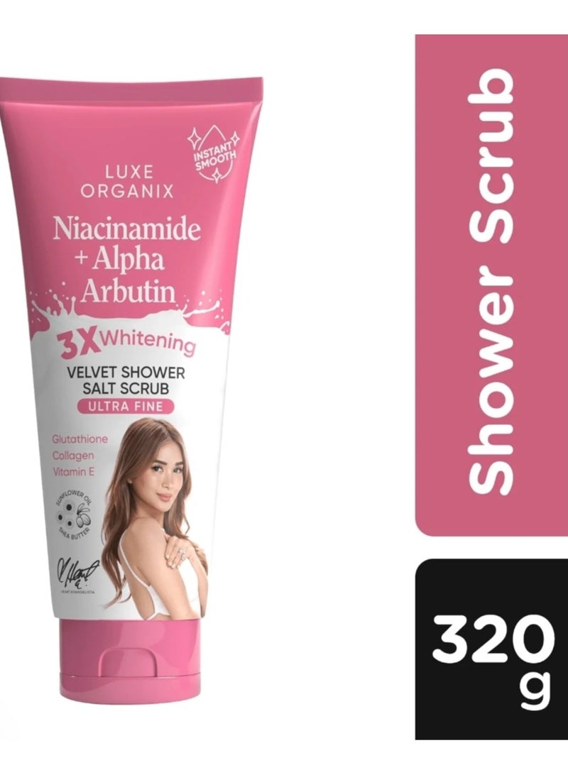 LUXE ORGANIX Luxe Organix Niacinamide + Alpha Arbutin 3x Whitening Velvet Shower Salt Scrub - 320g - Image 4