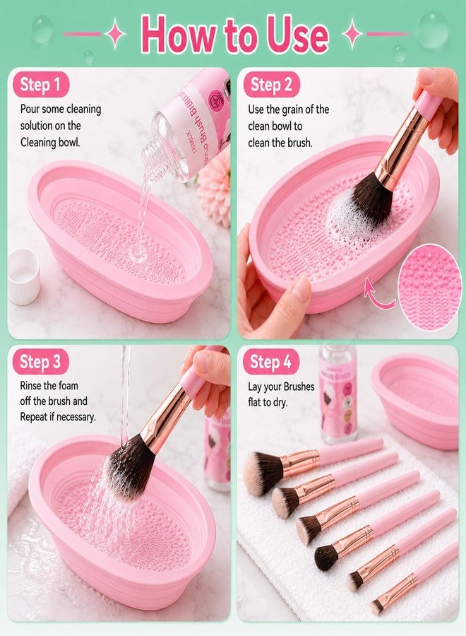 LISRUX Makeup Brush Cleaner, Make Up Brush Cleaner Cleanser, 37.18 Fl Oz (4 Bottles) With Cleaning Bowl, Makeup Cleaner for Brushes, Sponges and Puffs, Gentle Deep Clean Brush Shampoo, Vegan & Cruelty-Free - Image 5