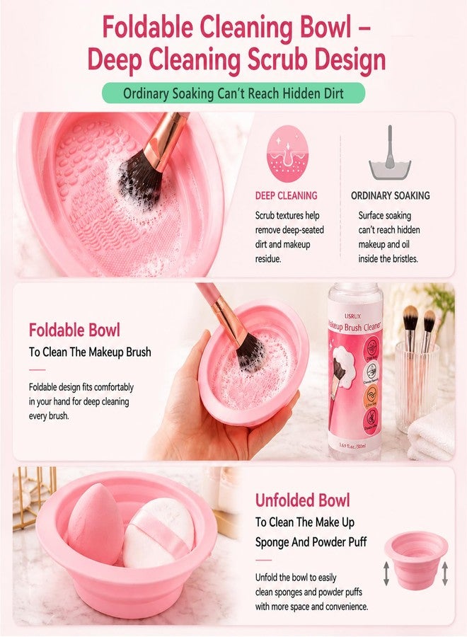 LISRUX Makeup Brush Cleaner, Make Up Brush Cleaner Cleanser, 37.18 Fl Oz (4 Bottles) With Cleaning Bowl, Makeup Cleaner for Brushes, Sponges and Puffs, Gentle Deep Clean Brush Shampoo, Vegan & Cruelty-Free - Image 4