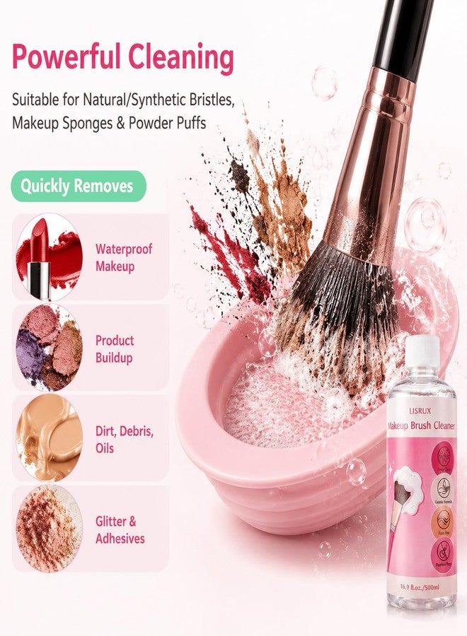 LISRUX Makeup Brush Cleaner, Make Up Brush Cleaner Cleanser, 37.18 Fl Oz (4 Bottles) With Cleaning Bowl, Makeup Cleaner for Brushes, Sponges and Puffs, Gentle Deep Clean Brush Shampoo, Vegan & Cruelty-Free - Image 3