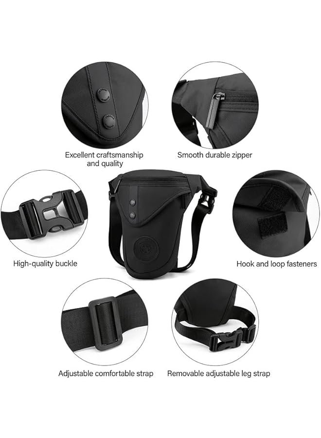 X spring Drop Leg Bag for Men Black Waterproof Tear resistant Motorcycle Thigh Bag Large Capacity Crossbody Backpack Adjustable Waist Pack Shoulder Sling Pack for Camping Cycling - Image 3