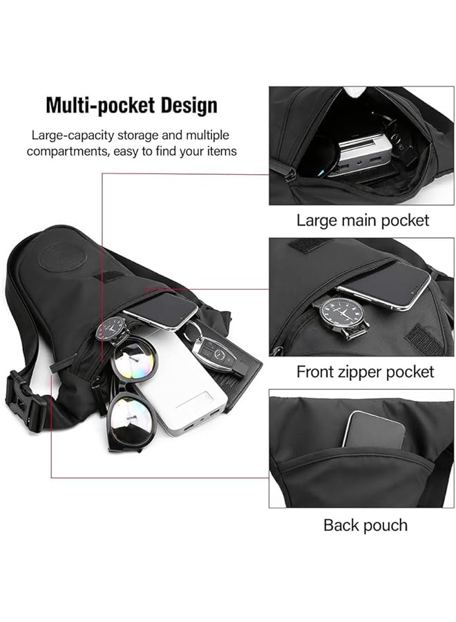 X spring Drop Leg Bag for Men Black Waterproof Tear resistant Motorcycle Thigh Bag Large Capacity Crossbody Backpack Adjustable Waist Pack Shoulder Sling Pack for Camping Cycling - Image 4