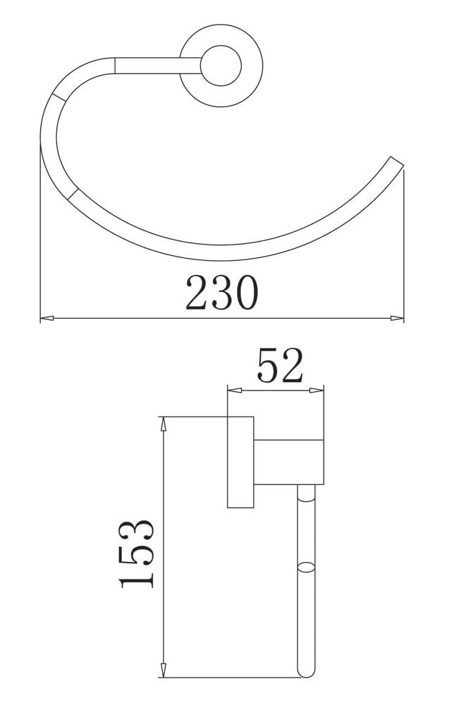 Aquieen Aquieen Amber Series Wall Mounted Towel Ring for Hand Towel AISI SS 304 Chrome  - Image 2