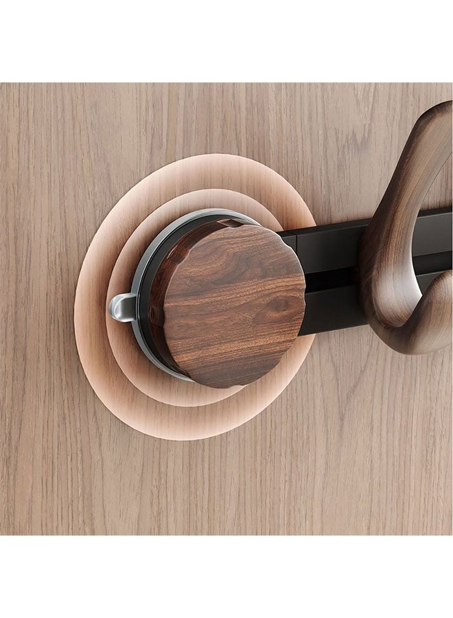 Slidable Suction Cup Coat Rack, Adjustable Wall Mounted Coat Rack with Hooks, No-Drill Wood Grain Aluminum Towel Rack, Behind Door Hanger, No Drill Metal Storage Organizer, Customizable Spacing Wall Hook Rack for Bathroom, Bedroom, Kitchen, RV, Entryway Modern Farmhouse Decor(White, 5 Hook) - Image 3