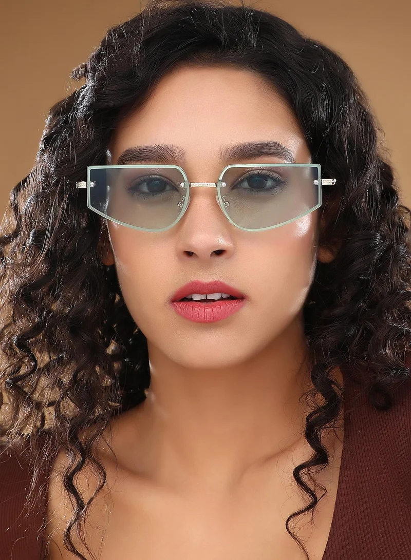 صوص هاوت نظارة شمسية بإطار مستطيل كامل الحواف مع حماية من الأشعة الشمسية للنساء