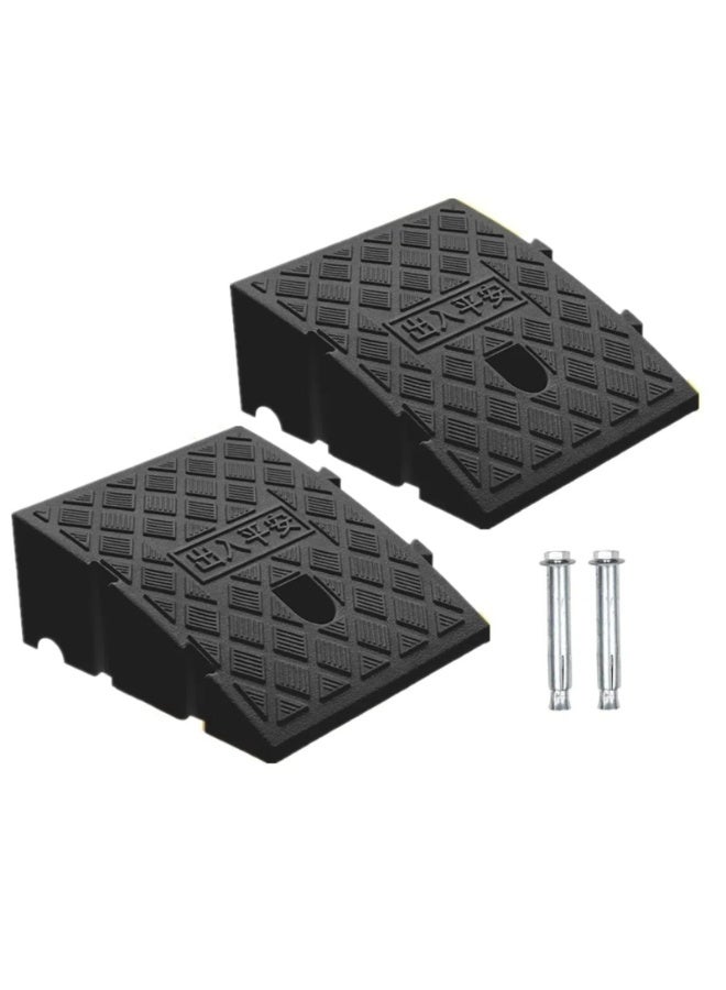 Generic 2PCS Curb Ramps Portable Lightweight Curb Ramp w/Slots Heavy Duty Plastic Threshold Ramp for Driveway Loading Dock Motorcycle Wheelchair  - Image 1