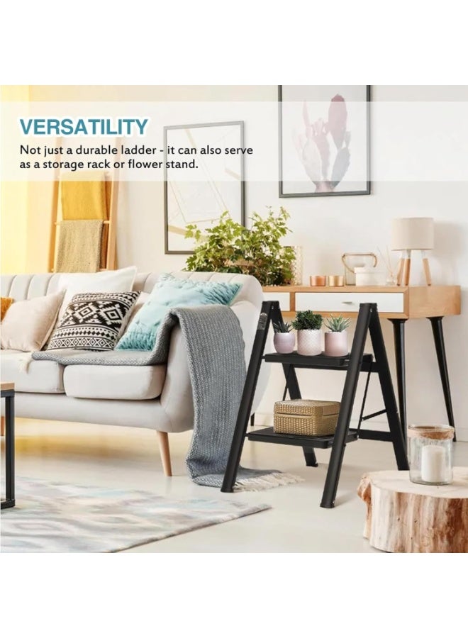 Toshionics Multipurpose 3 Step Ladder Folding Ladder with Anti-Slip Pedal Folding Step Stool Portable Lightweight Foldable Stepladder for Home Kitchen Library Office 150 KG Capacity (3 STEPS) - Image 3