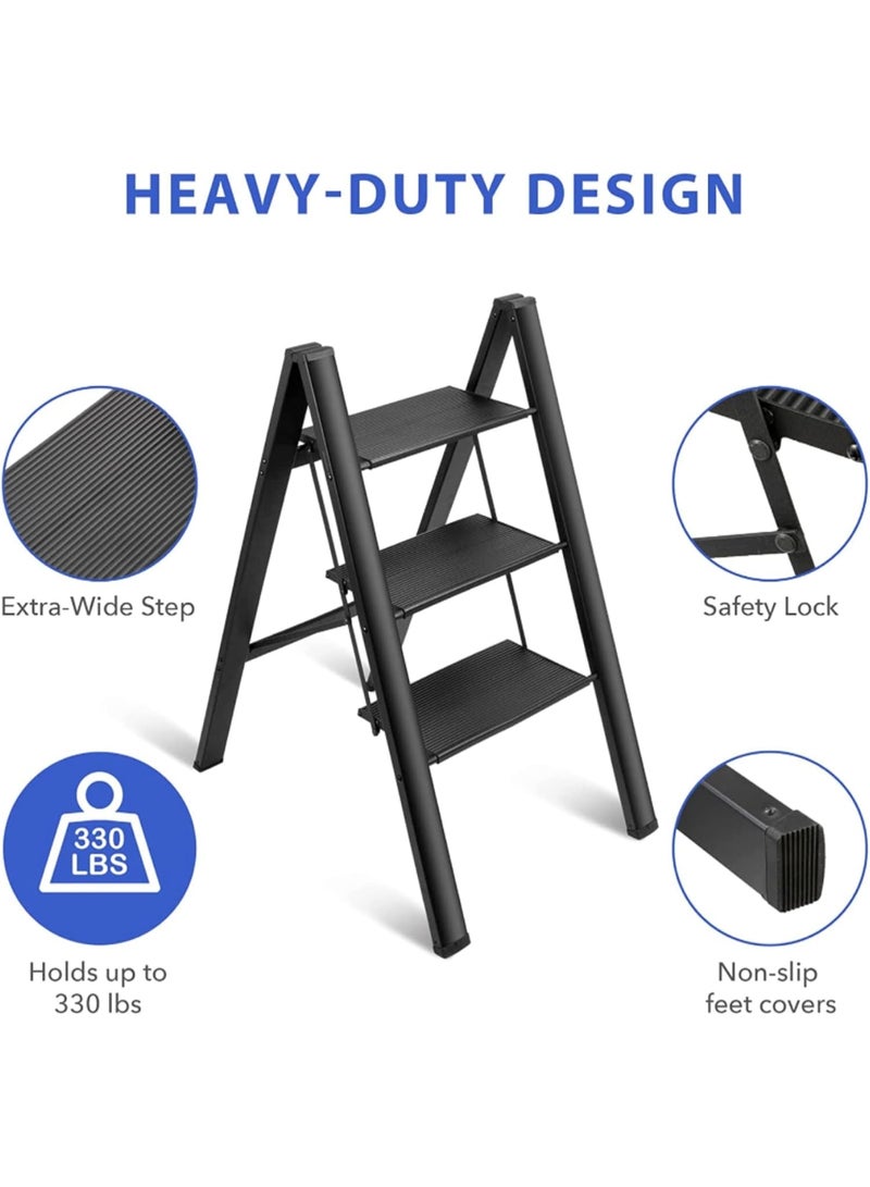 Toshionics Multipurpose 3 Step Ladder Folding Ladder with Anti-Slip Pedal Folding Step Stool Portable Lightweight Foldable Stepladder for Home Kitchen Library Office 150 KG Capacity (3 STEPS) - Image 5