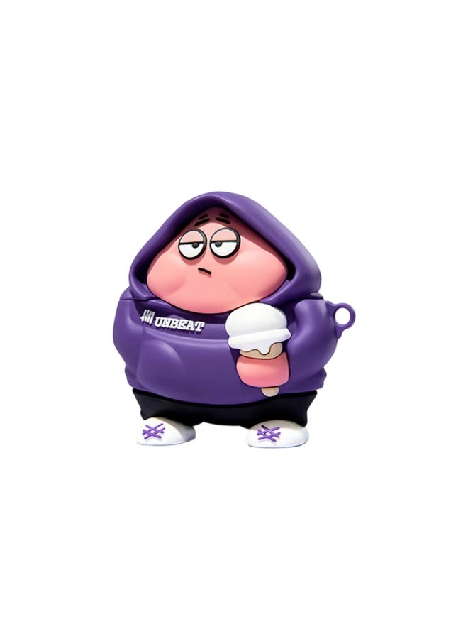 Inkaida Yingkaida Airpods 4 واقي حماية Apple Earphone Protective Case واقي سماعة بلوتوث لاسلكية Anti-drop Creative Anti-slip Shell صندوق تخزين Purple Hoodie Star - Image 1