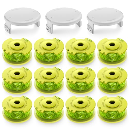Bessport Trimmer String (AC80RL3) for Ryobi One Plus+,Replacement 0.080-inch Trimmer String Compatible with Ryobi 18V,24V,40V Trimmers (12 Spool, 3 Trimmer Cap) - Image 1