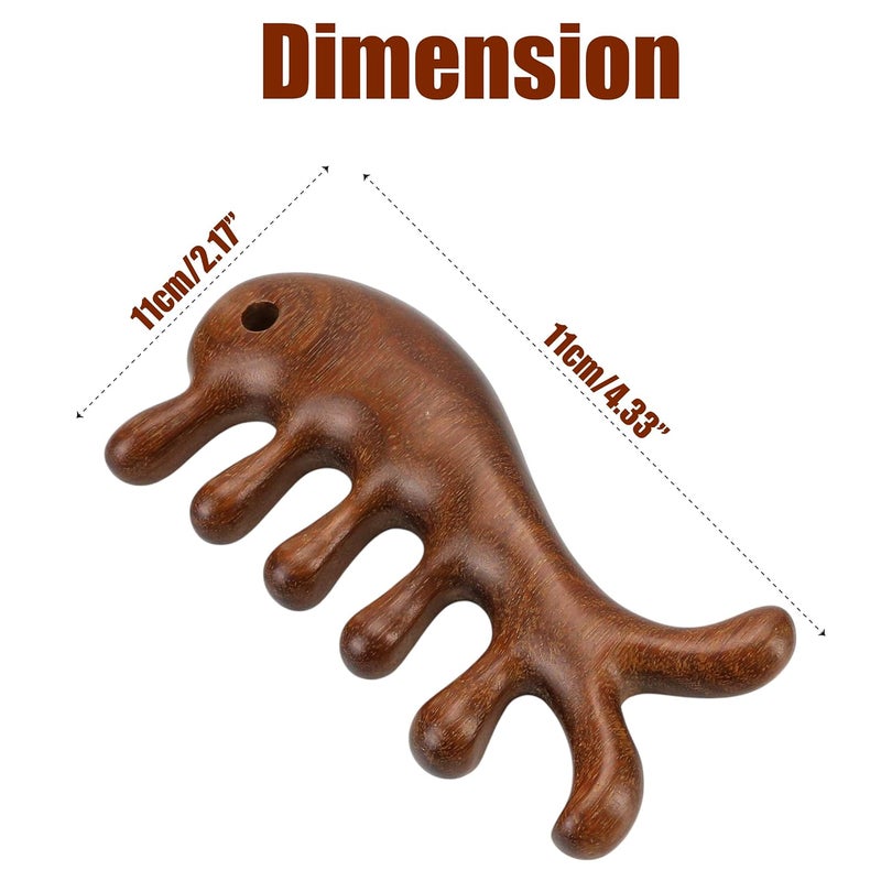 BuleVina Sandalwood Scalp Massage Comb Wooden Gua Sha Tool for Hair and Body Natural Wood Brown Wide Tooth Massager Acupressure Tools for Face Relief Portable Tool for Women and Men - Image 2