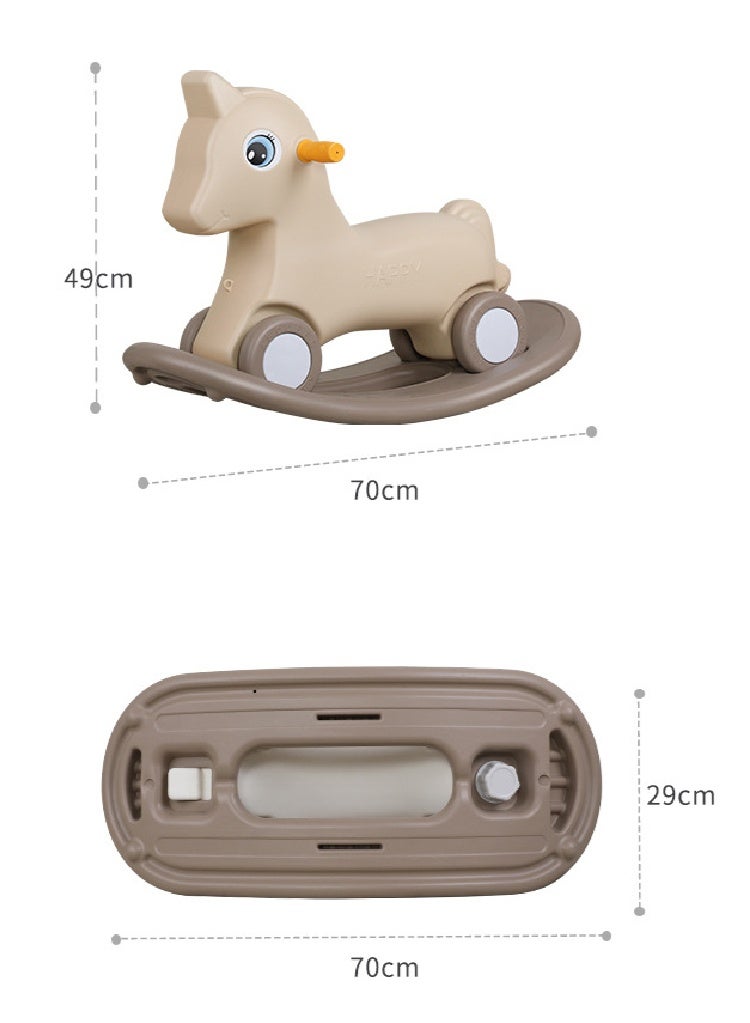 Kids Rocking Horse Ride On Toy 2 in 1 Baby Rocking Horse and Balance Bike with Detachable Balance Board and Silence Wheels for Toddler 1-7 Years, K-616 (Coffee)  - Image 2
