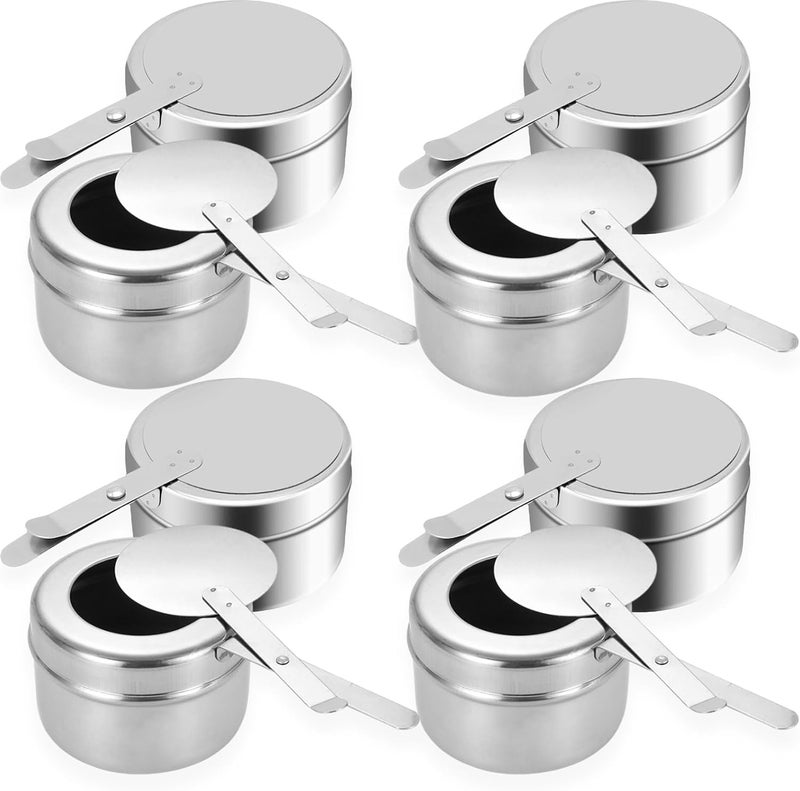 Cheardia 8 Pack Chafing Fuel Holder, Stainless Steel Chafe Wick Fuel Holder with Safety Cover Canned Heat Box Holder for Chafing Dish, Buffet, Barbecue, Parties - Image 1