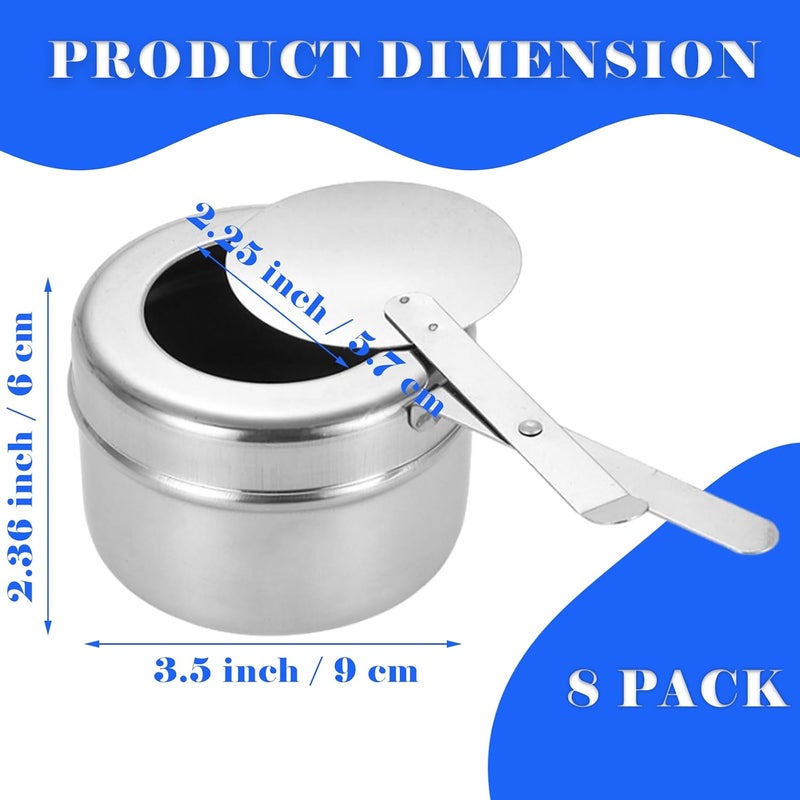 Cheardia 8 Pack Chafing Fuel Holder, Stainless Steel Chafe Wick Fuel Holder with Safety Cover Canned Heat Box Holder for Chafing Dish, Buffet, Barbecue, Parties - Image 2