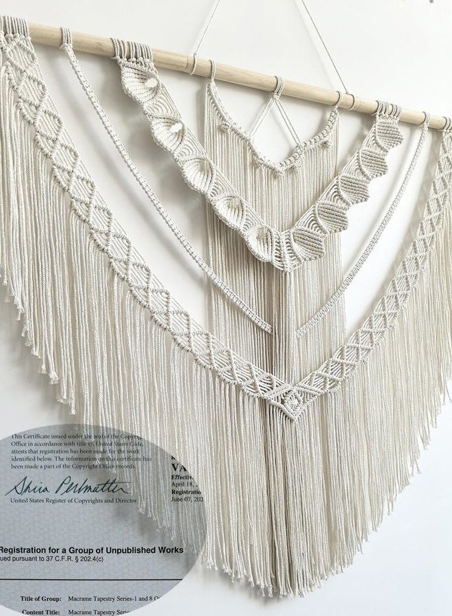 Achart Macrame Wall Hanging Large- Boho Wall Decor- large wall art- Wall Decor Living Room- Macrame Tapestry Boho Decor for Bedroom (Beige-Shells) - Image 5