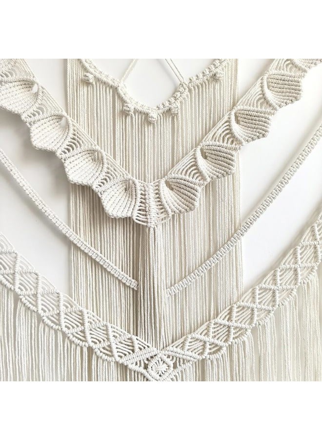 Achart Macrame Wall Hanging Large- Boho Wall Decor- large wall art- Wall Decor Living Room- Macrame Tapestry Boho Decor for Bedroom (Beige-Shells) - Image 2