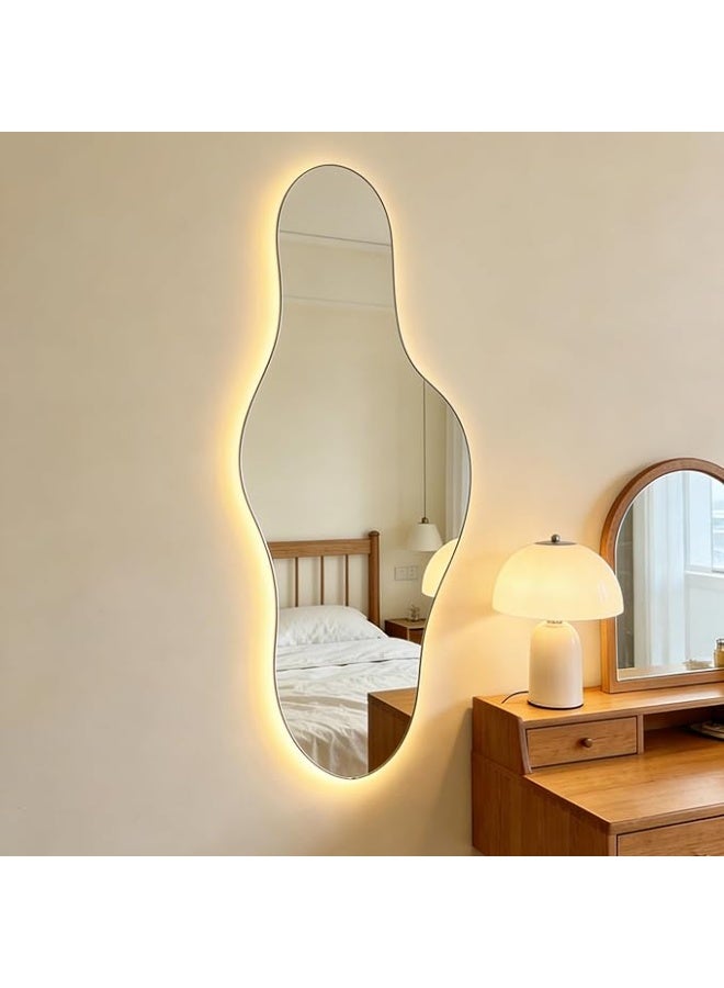 Vphom 120 x 50cm Irregular LED Bathroom Mirror with Backlight, Asymmetrical Wall Vanity Mirror with Dimmable 3-Colour Lighting & Touch Control, Modern Washbasin Mirror for Bathroom, Powder Room & Makeup Area - Image 5