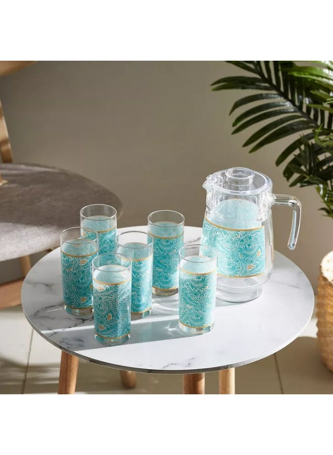Luminarc 7-piece drink set: water decanter with a set of glasses for serving drinks  Elegant Ribs - A unique diamond-shaped design adds a touch of sophistication.