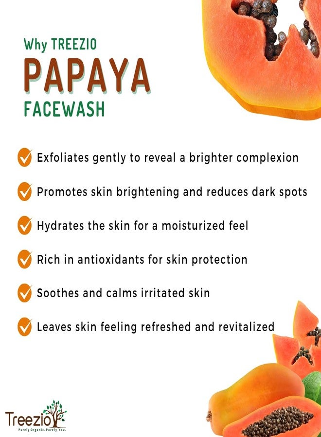 Treezio Papaya Face Wash - Cleanses, Exfoliates & Moisturizes Skin | No Paraben No Silicones | For Men & Women - Pack of 2 (100 ml Each) - Image 2