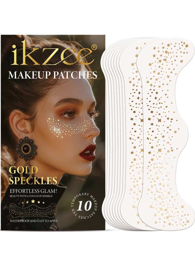 IKZEE 10Pcs Makeup Patches Gold Glitter Freckles for Face Glow Up Makeup Patches Face Glitter Speckles Patches Cute Glitter Makeup Accessories for Women Face Glitter Makeup Speckles 03  - Image 1