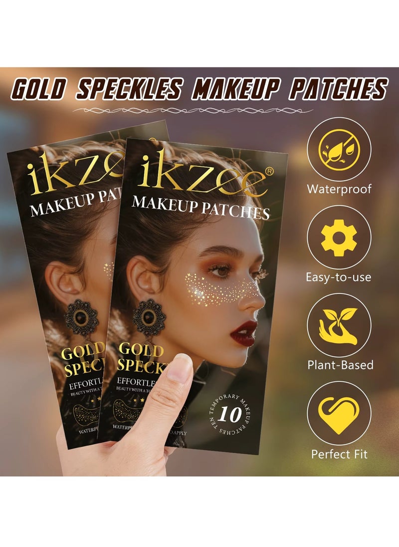 IKZEE 10Pcs Makeup Patches Gold Glitter Freckles for Face Glow Up Makeup Patches Face Glitter Speckles Patches Cute Glitter Makeup Accessories for Women Face Glitter Makeup Speckles 03  - Image 2