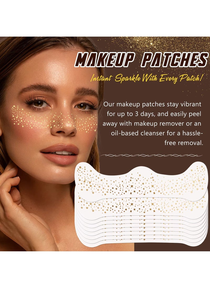 IKZEE 10Pcs Makeup Patches Gold Glitter Freckles for Face Glow Up Makeup Patches Face Glitter Speckles Patches Cute Glitter Makeup Accessories for Women Face Glitter Makeup Speckles 03  - Image 3