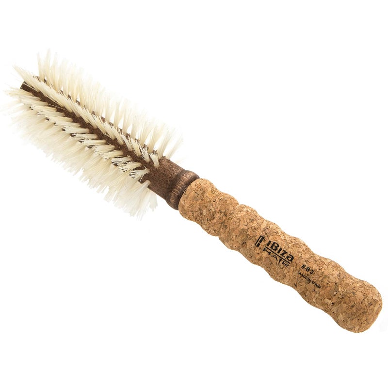 Ibiza Hair Boar Bristle Round Brush B355mm  Blonde Bristles  Cork Handle  Ideal for Color Treated Tresses  Beachy Waves  Volume  Adds Shine  Texture for Medium to Long Styles