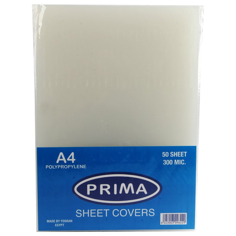 Prima Binding Covers 300 Micron A4 50 Pieces Transparent