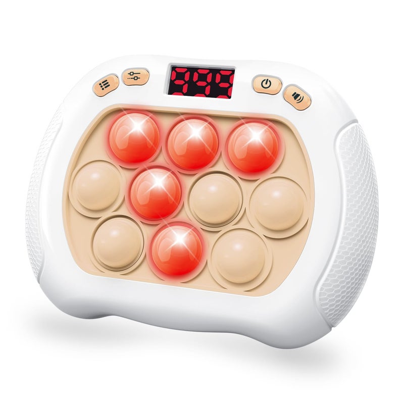 Intoypad Pop Game Light Up Fidget Toy for Kids 6 Modes LED Screen Quick Push Game Controller Electric Fidget Popper Car Games Quick Push Bubble Games Birthday Toys for Kids White - Image 3