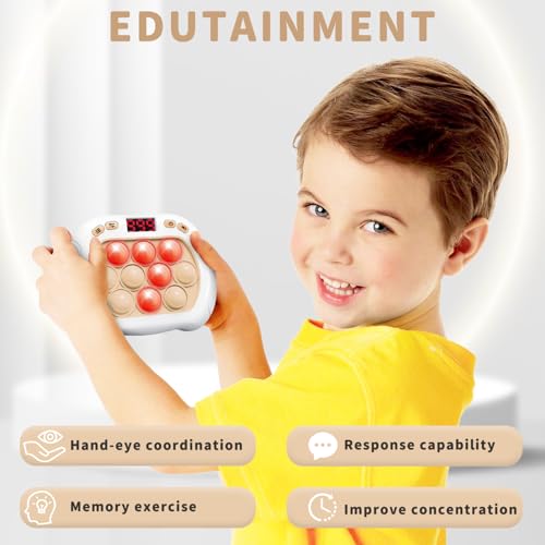 Intoypad Pop Game Light Up Fidget Toy for Kids 6 Modes LED Screen Quick Push Game Controller Electric Fidget Popper Car Games Quick Push Bubble Games Birthday Toys for Kids White - Image 5