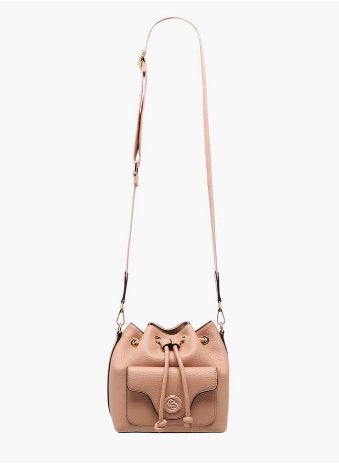 Celeste Women's Textured Bucket Bag with Drawstring Closure and Adjustable Strap  - Image 2