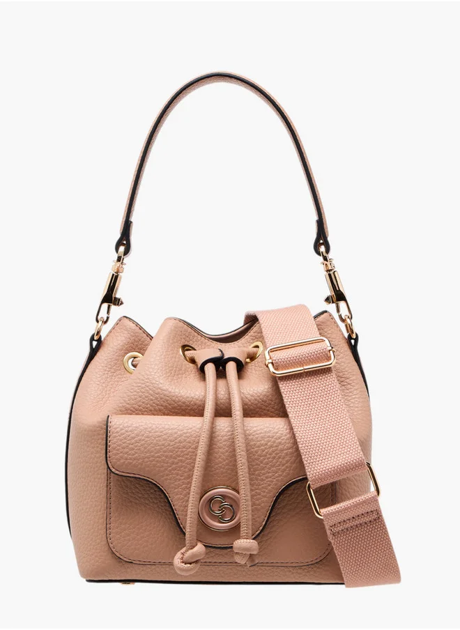 Celeste Women's Textured Bucket Bag with Drawstring Closure and Adjustable Strap